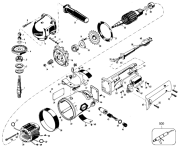 Default Diagram and Parts List for B4052 Type 1 Black and Decker Sander